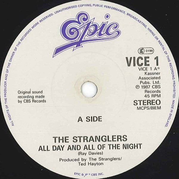 Stranglers - All Day And All Of The Night - Used Vinyl Record 7" image 3
