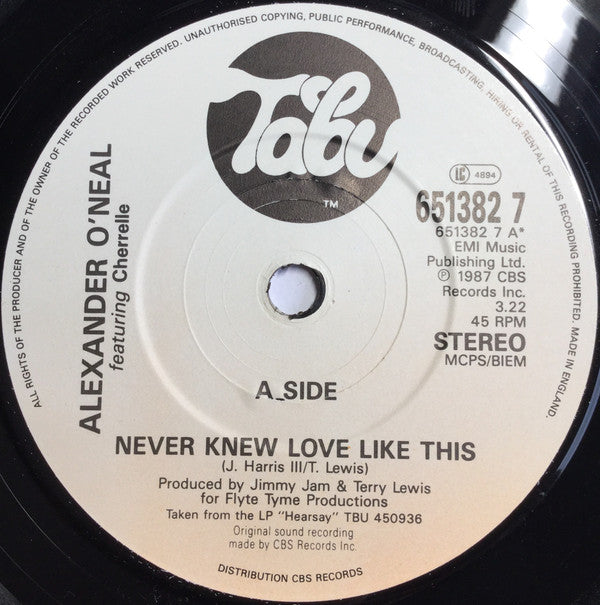 Alexander O'Neal - Never Knew Love Like This - Used Vinyl Record 7" image 3