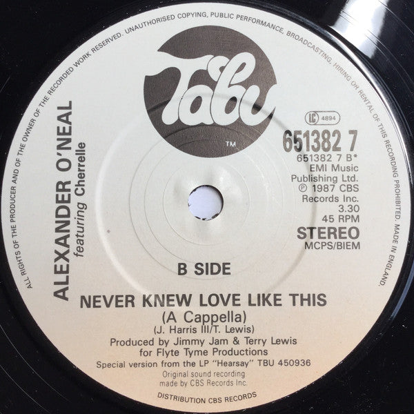 Alexander O'Neal - Never Knew Love Like This - Used Vinyl Record 7" image 4