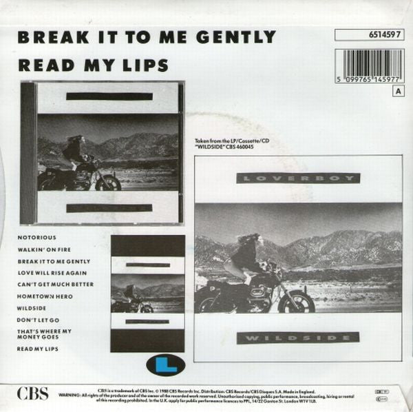 Loverboy - Break It To Me Gently - Used Vinyl Record 7" image 2