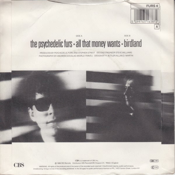 Psychedelic Furs - All That Money Wants - Used Vinyl Record 7" image 6