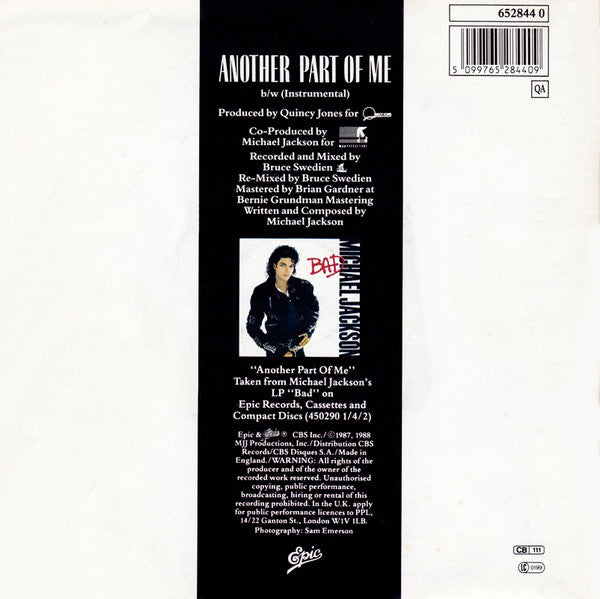 Michael Jackson - Another Part Of Me - Used Vinyl Record 7" image 2