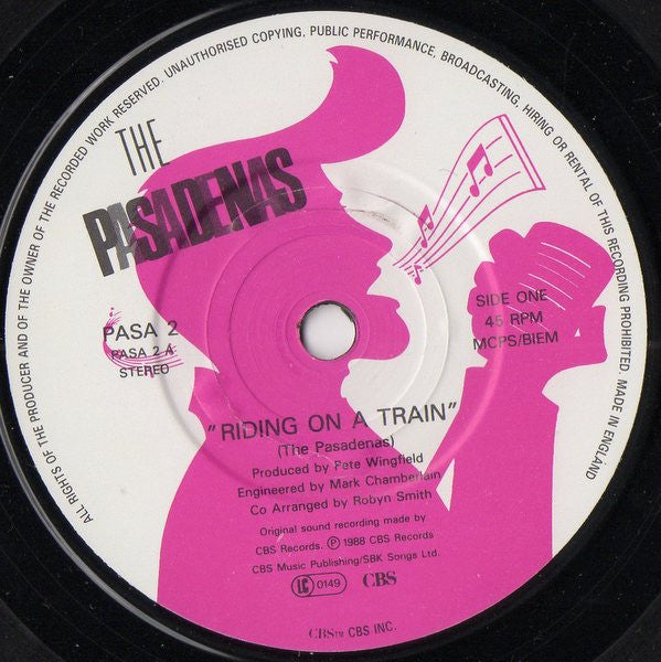 Pasadenas - Riding On A Train - Used Vinyl Record 7" image 3