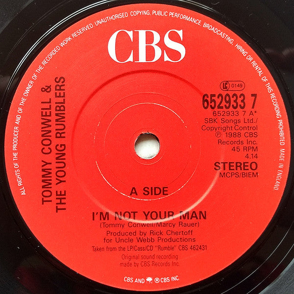 Tommy Conwell And Th - I'm Not Your Man - Used Vinyl Record 7" image 3