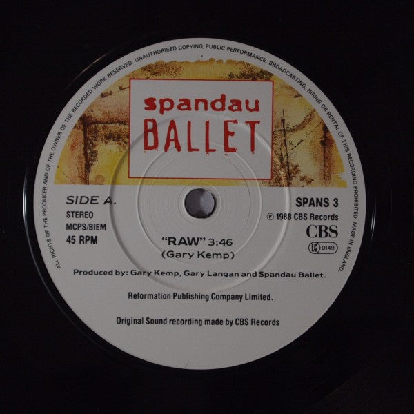 Spandau Ballet - Raw - Used Vinyl Record 7" image 7