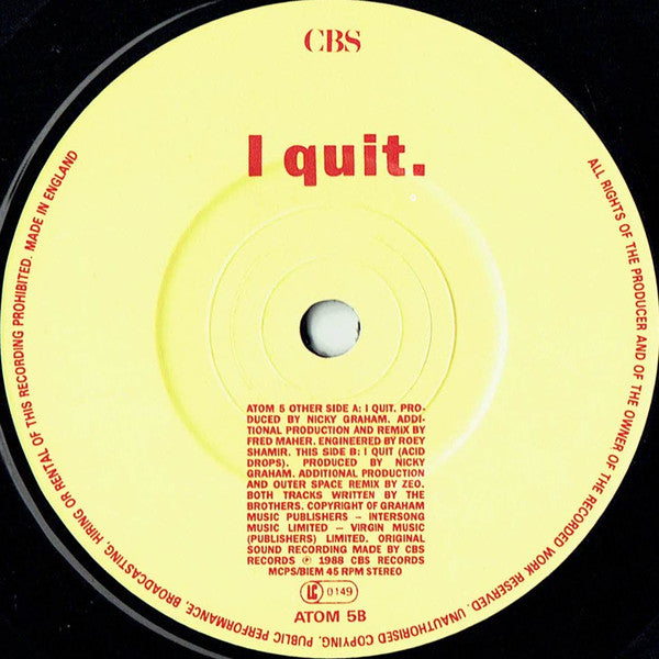 Bros - I Quit - Used Vinyl Record 7" image 4