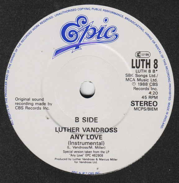 Luther Vandross - Any Love - Used Vinyl Record 7" image 8