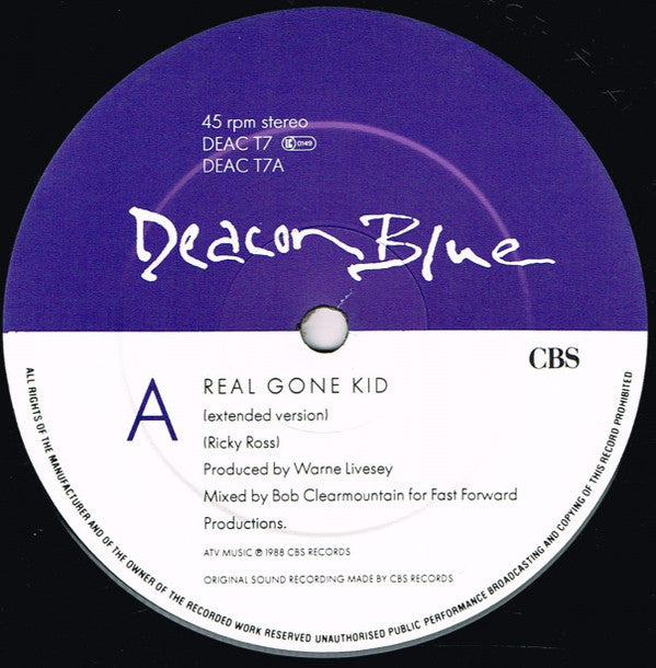 Deacon Blue - Real Gone Kid - Used Vinyl Record 12" image 3