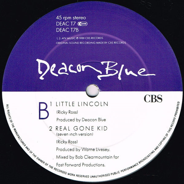 Deacon Blue - Real Gone Kid - Used Vinyl Record 12" image 4