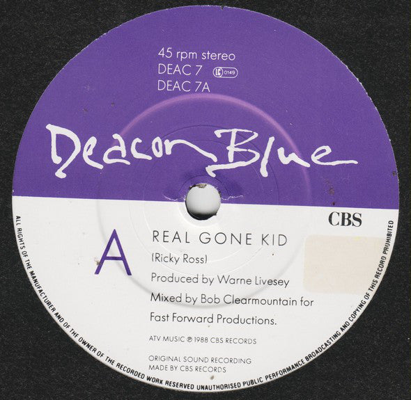 Deacon Blue - Real Gone Kid - Used Vinyl Record 7" image 3