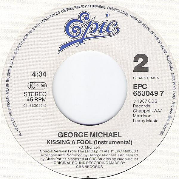 George Michael - Kissing A Fool - Used Vinyl Record 7" image 4