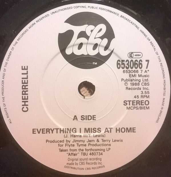 Cherrelle - Everything I Miss At Home - Used Vinyl Record 7" image 7