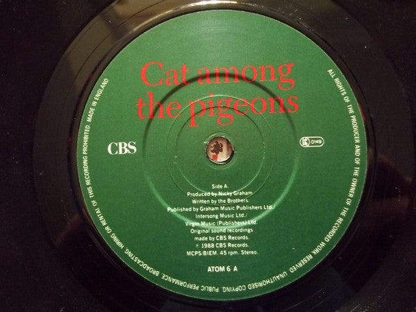 Bros - Cat Among The Pigeons / Silent Night - Used Vinyl Record 7" image 3