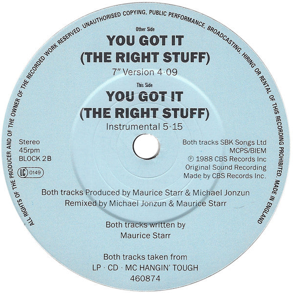 New Kids On The Bloc - You Got It (The Right Stuff) - Used Vinyl Reco image 4