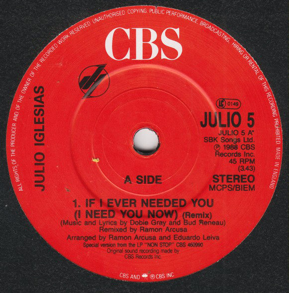 Julio Iglesias - If I Ever Needed You (I Need You Now) - Used Vinyl Reco image 7