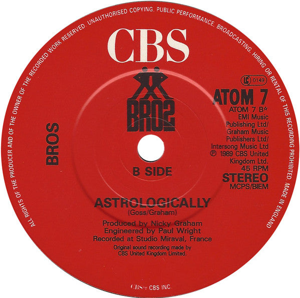 Bros - Too Much - Used Vinyl Record 7" image 8