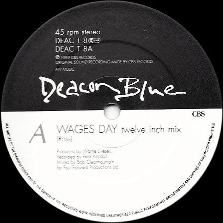 Deacon Blue - Wages Day - Used Vinyl Record 12" image 3