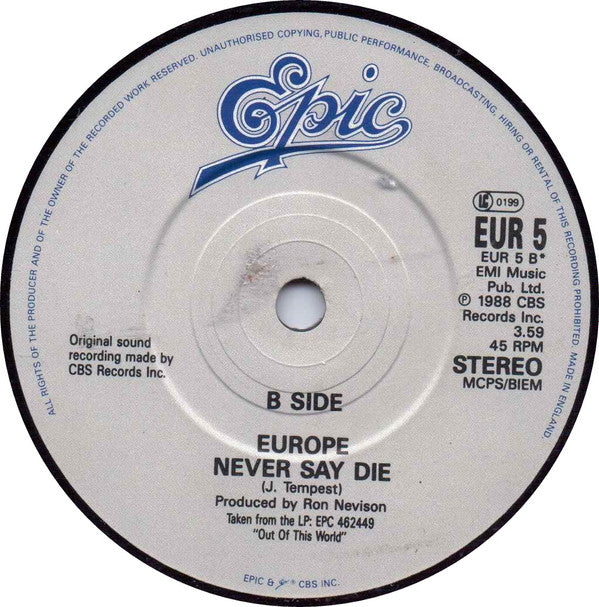 Europe - Let The Good Times Rock - Used Vinyl Record 7" image 8
