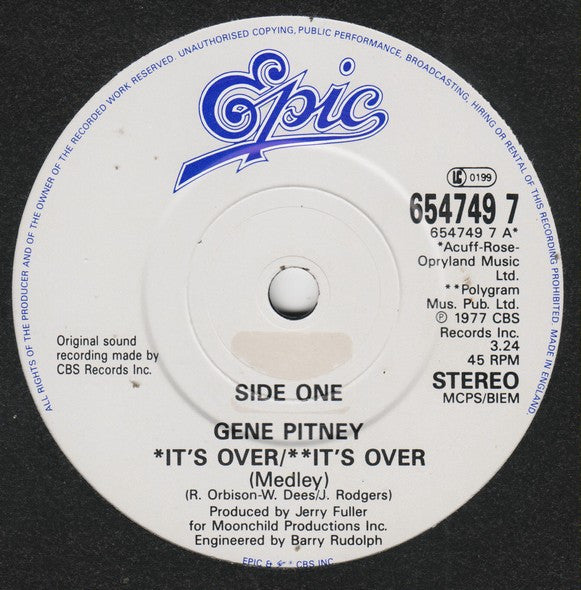 Gene Pitney - It's Over / It's Over - Used Vinyl Record 7" image 7
