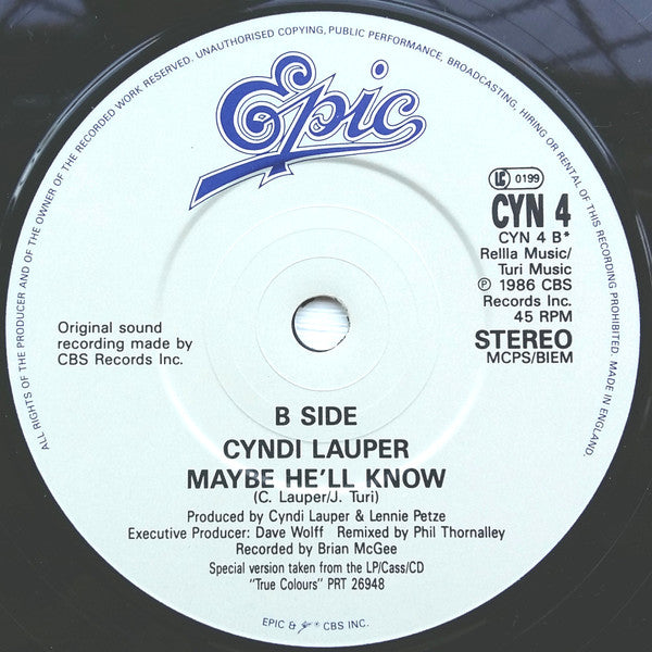 Cyndi Lauper - I Drove All Night - Used Vinyl Record 7" image 4