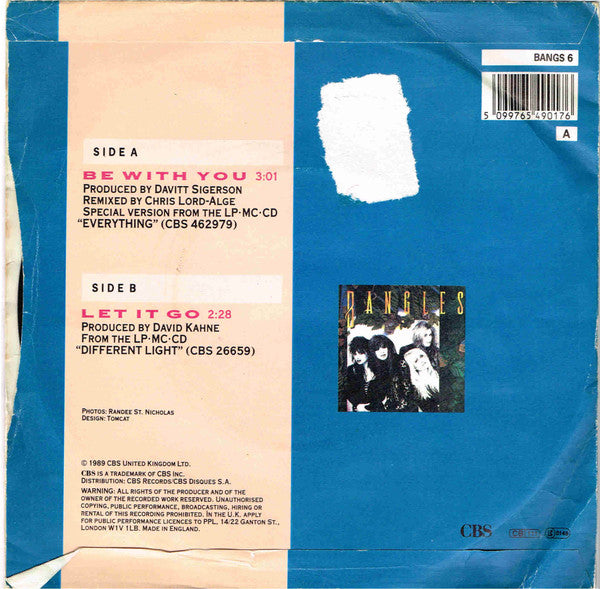Bangles - Be With You - Used Vinyl Record 7" image 6