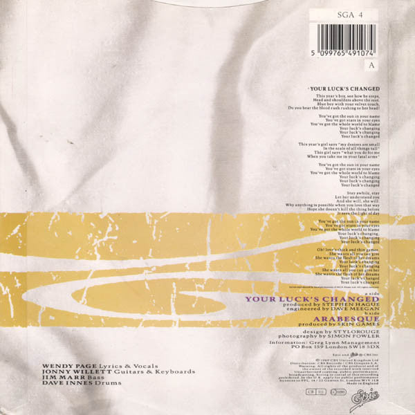Skin Games - Your Luck's Changed - Used Vinyl Record 7" image 2
