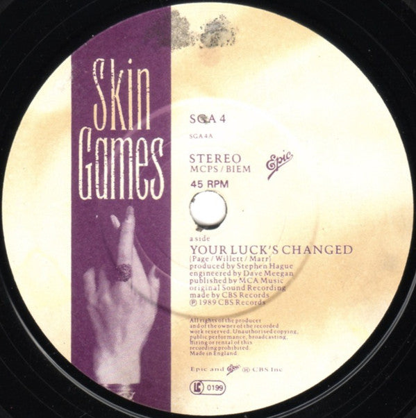 Skin Games - Your Luck's Changed - Used Vinyl Record 7" image 3