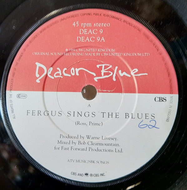 Deacon Blue - Fergus Sings The Blues - Used Vinyl Record 7" image 1