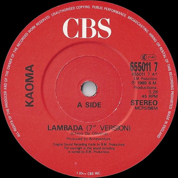 Kaoma - Lambada - Used Vinyl Record 7" image 7