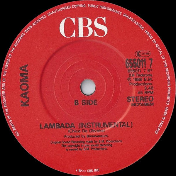 Kaoma - Lambada - Used Vinyl Record 7" image 8