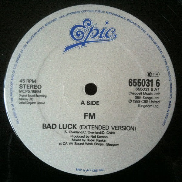 FM - Bad Luck - Used Vinyl Record 12" image 3