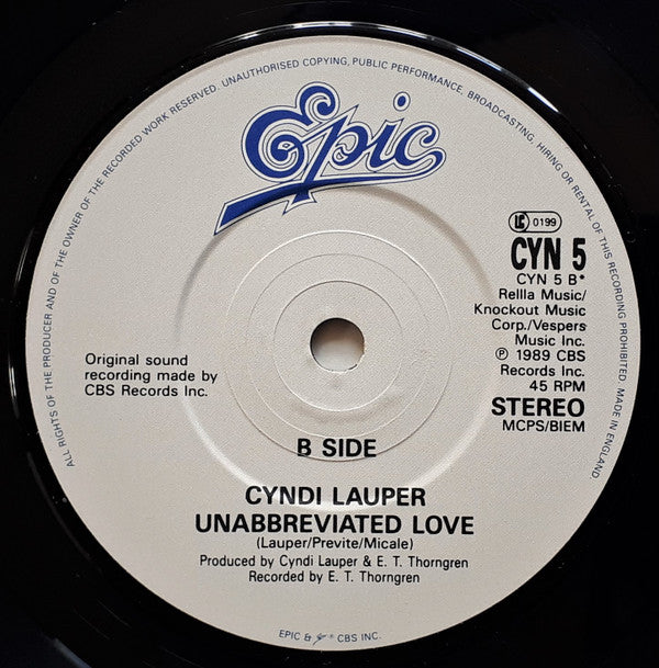 Cyndi Lauper - My First Night Without You - Used Vinyl Record 7" image 4