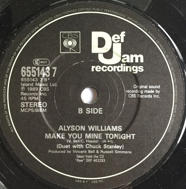 Alyson Williams - I Need Your Lovin' - Used Vinyl Record 7" image 4