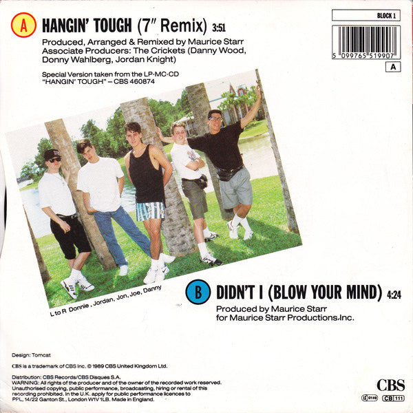 New Kids On The Bloc - Hangin' Tough - Used Vinyl Record 7" image 2