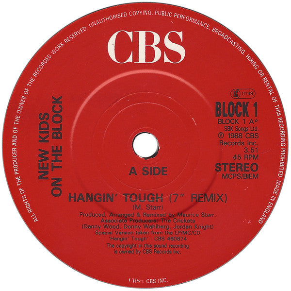 New Kids On The Bloc - Hangin' Tough - Used Vinyl Record 7" image 3