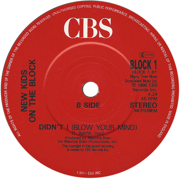 New Kids On The Bloc - Hangin' Tough - Used Vinyl Record 7" image 4