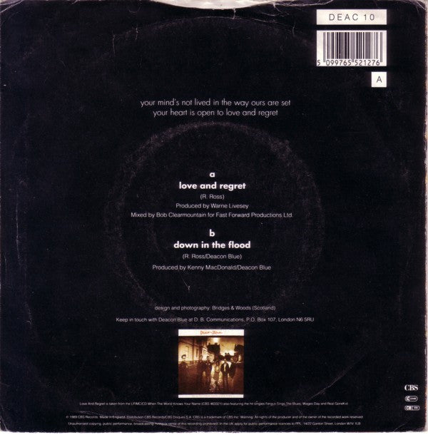 Deacon Blue - Love And Regret - Used Vinyl Record 7" image 2