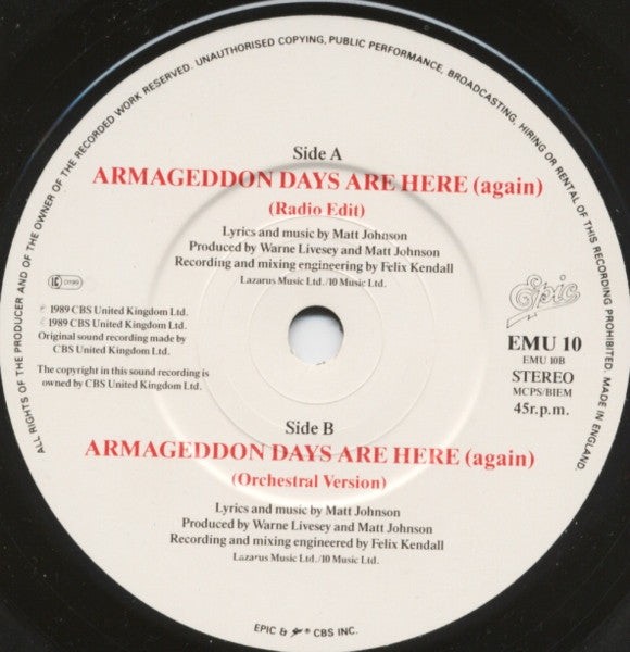 Armageddon Days Are Here (Again) - Used Vinyl Record 7" image 4