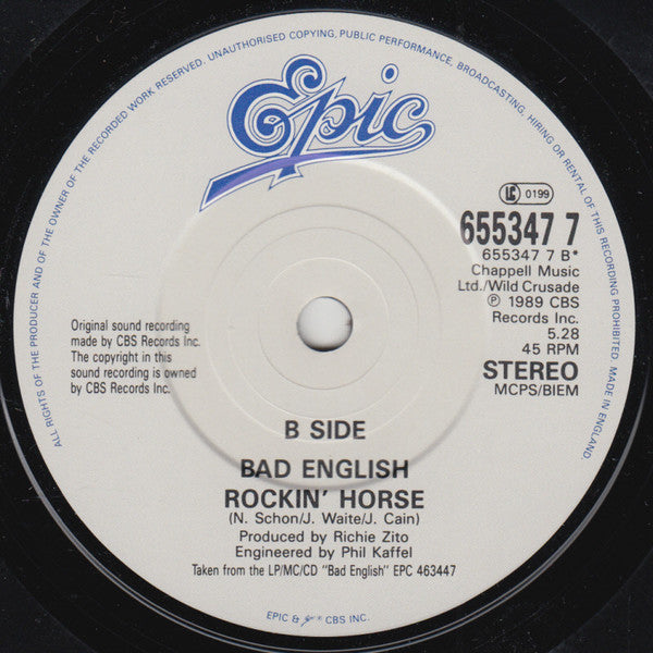 Bad English - When I See You Smile - Used Vinyl Record 7" image 4
