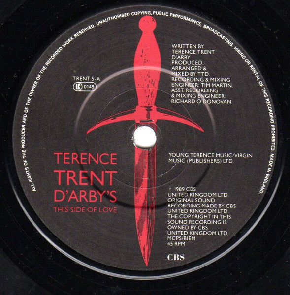 Terence Trent D'Arby - This Side Of Love - Used Vinyl Record 7" image 3