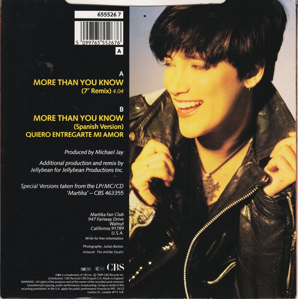 Martika - More Than You Know - Used Vinyl Record 7" image 2