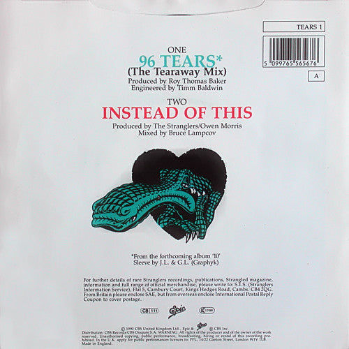 Stranglers - 96 Tears - Used Vinyl Record 7" image 2