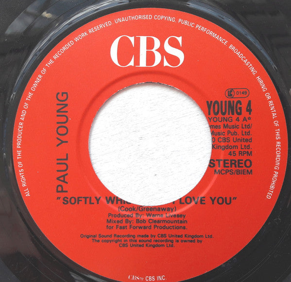 Paul Young - Softly Whispering I Love You - Used Vinyl Record 7" image 3