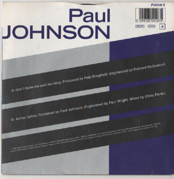 Paul Johnson - Don't Make Me Wait Too Long - Used Vinyl Record 7" image 6