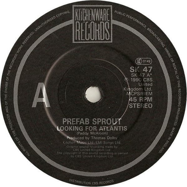 Prefab Sprout - Looking For Atlantis - Used Vinyl Record 7" image 3