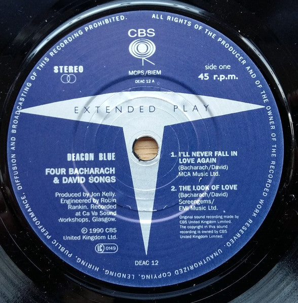 Deacon Blue - Four Bacharach & David Songs - Used Vinyl Record 7" image 3