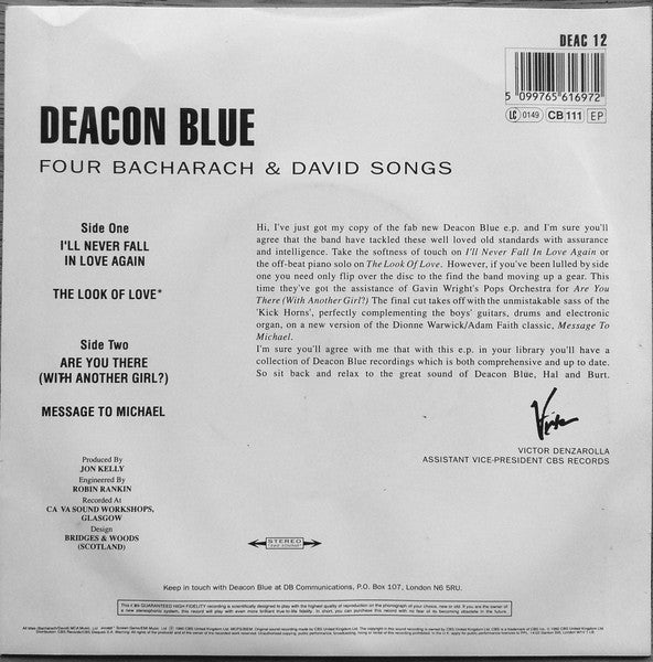 Deacon Blue - Four Bacharach & David Songs - Used Vinyl Record 7" image 6
