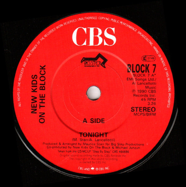 New Kids On The Bloc - Tonight - Used Vinyl Record 7" image 7