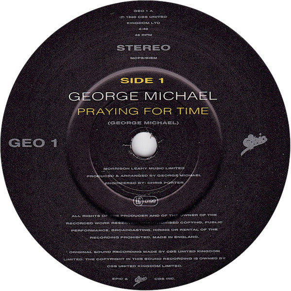 George Michael - Praying For Time - Used Vinyl Record 7" image 3