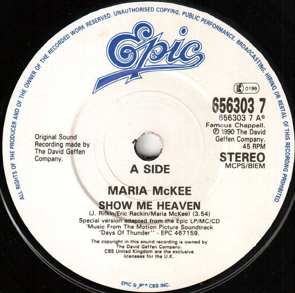 Maria McKee - Show Me Heaven - Used Vinyl Record 7" image 3